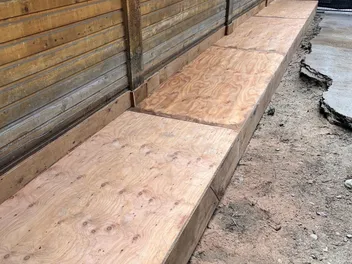 Finished joist and decking repair along the exterior of the log-built Cilantro Building at Emerald Lake Lodge