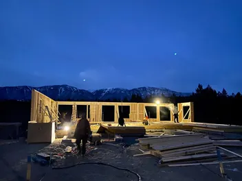 Placeholder project image of framing structure, to be replaced with a real mountain new-build photo