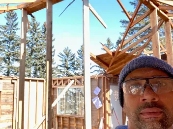 Placeholder project image of framing structure, to be replaced with a real addition and deck photo